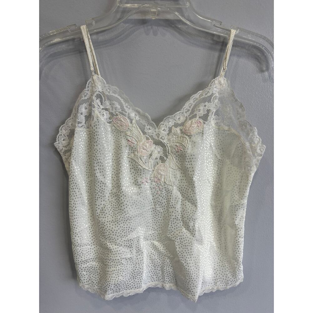 Vtg 90's Y2K Sara Beth Lingerie Slip Tank Top Lace Embroidery Spaghetti …